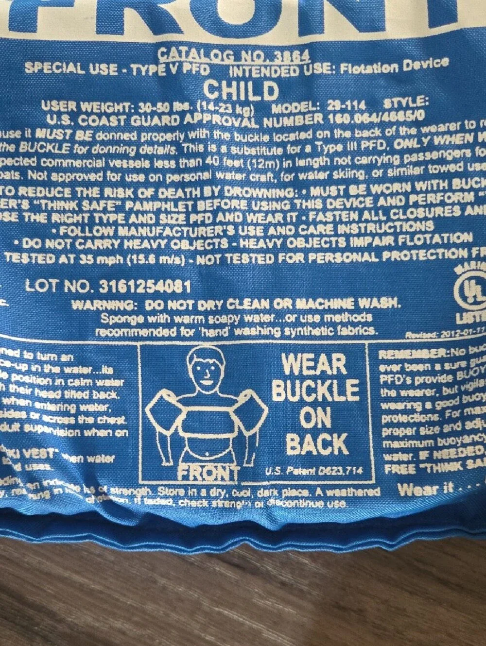 Blue Kids Swim Float Vest with Crab Design